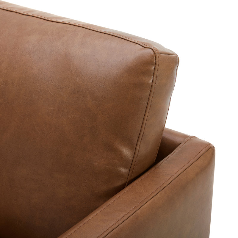 Fauteuil club pivotant l 30 po Jayamar, Similicuir brun sellette