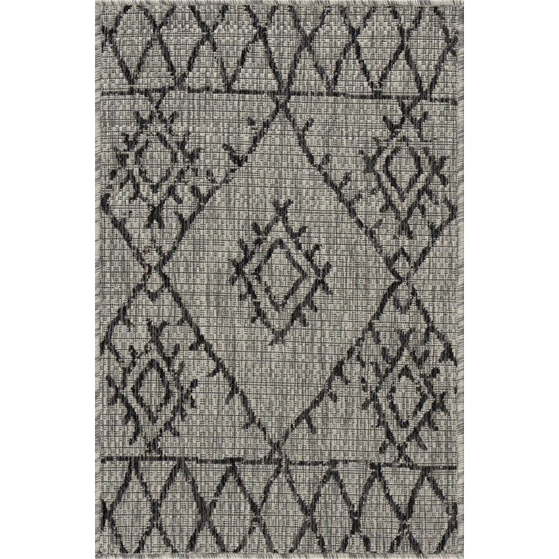 Tapis taupe intérieur / extérieur de style sud-ouest Hongming, Rectangle 6 pi 7 po x 9 pi