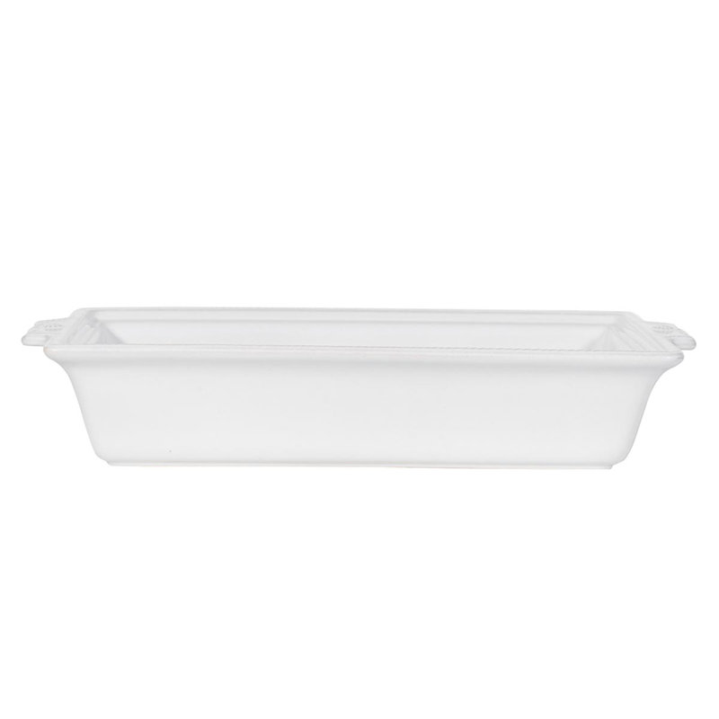 White Rectangular Ceramic Casserole Dish with Lid, 13-inch