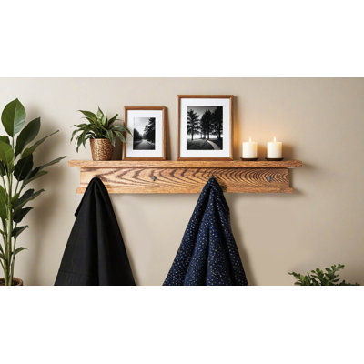 Rayne 3 Piece Oak Shelves With Hooks
