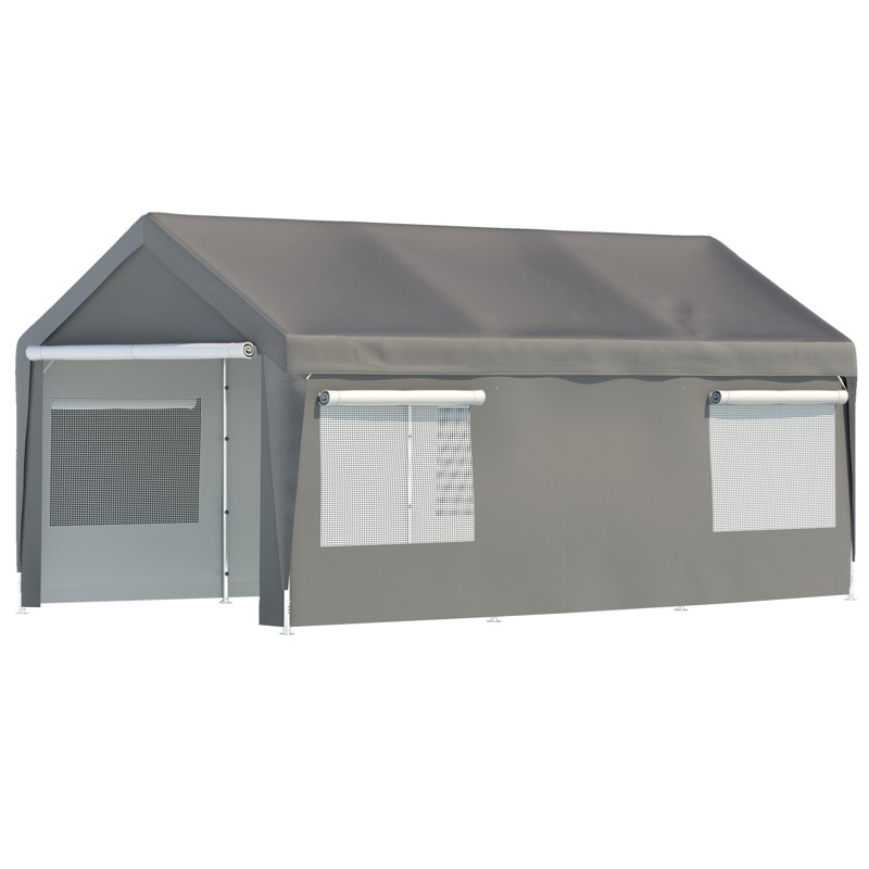 Gray 10' x 20' Portable Steel Carport with Windows
