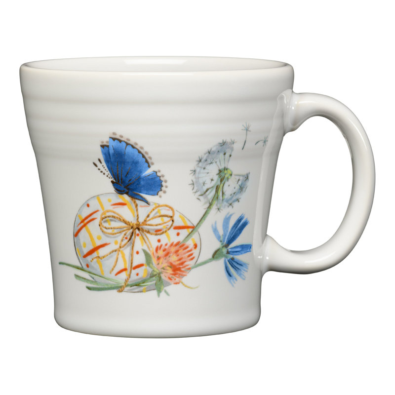 White Ceramic Easter Mug with Floral Design, 15 oz