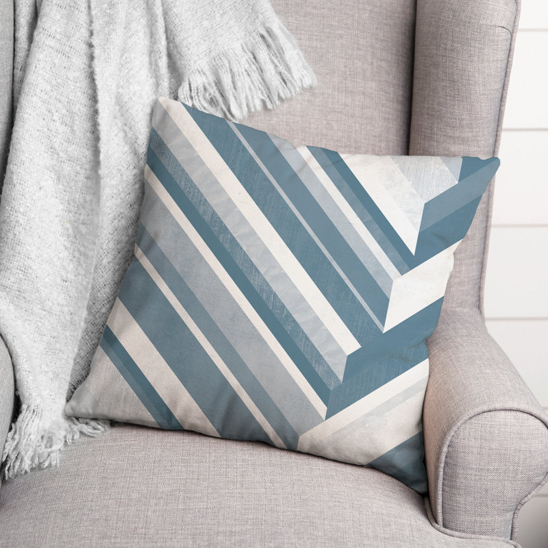 Coussin décoratif intérieur / extérieur à rayures, Bleu