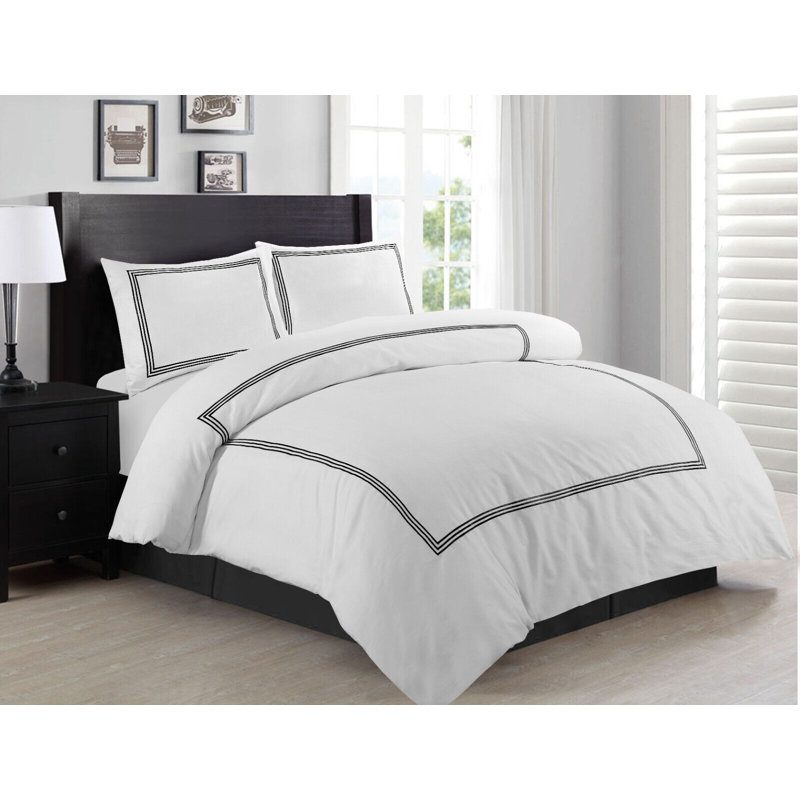 Harmonia Polyester Duvet Cover Set with Pillowcases, Single Duvet Cover + 1 Standard Pillowcase, White/Grey
