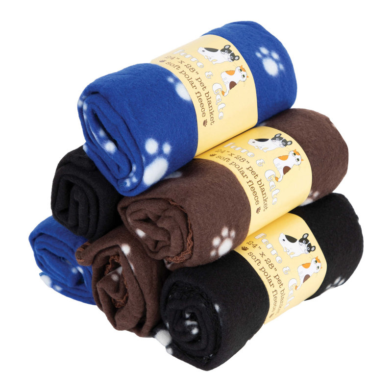 Soft Polar Fleece Pet Blankets in Multicolor Pack