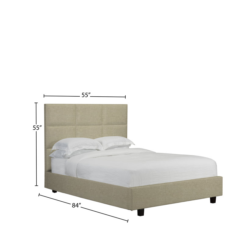 Lit plateforme en tissu d’ameublement Hailsham, Beige, Double