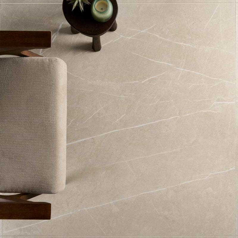 Autograph Arabescato 48X48 Marble Look Satin Porcelain Tile, Crema