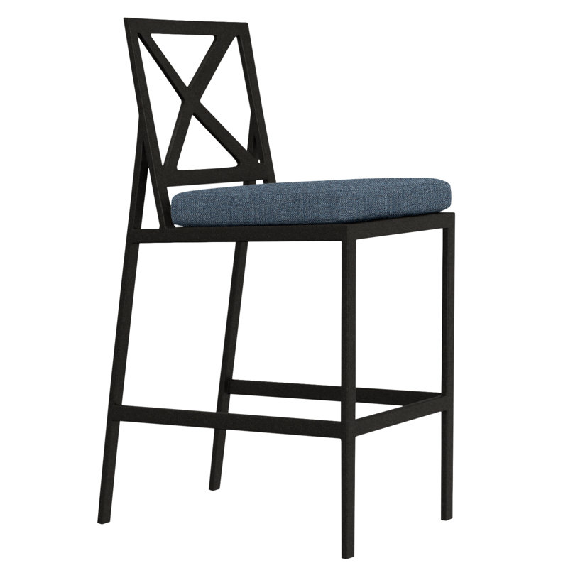 Marin Outdoor Bar Stool, Sahara Cafe, Carbon Black, 32"