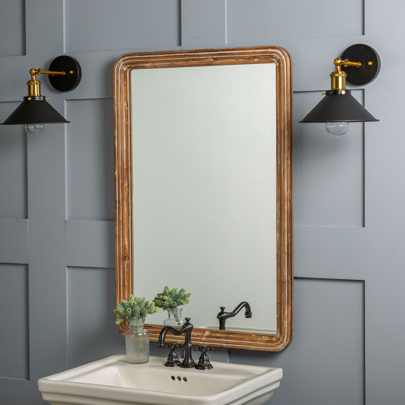 Haneen Distressed Wood Wall Mirror