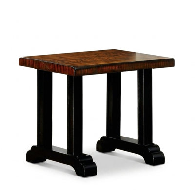 Ardella 22 In. Tobacco Oak Rectangular Wood Veneer End Table With Black Legs