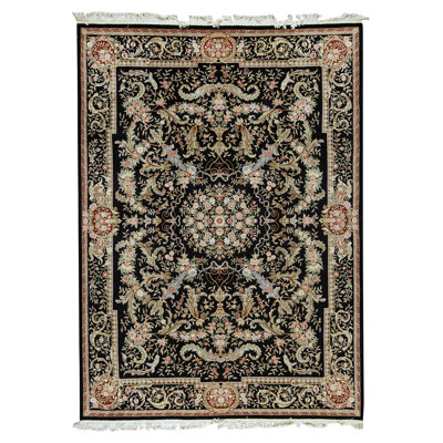 High-Quality Hand-Knotted Black Area Rug