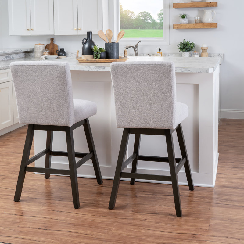 Tabouret pivotant Cyrus, Tabouret de bar (siège d'une hauteur de 30 po), Siège gris / cadre noir