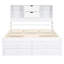 Grand lit plateforme blanc avec tête de lit - 8 tiroirs et cadre de rangement en bois massif