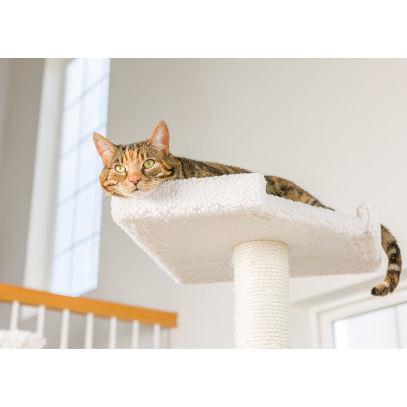 Ivory Faux Fleece and Sisal 78" Cat Tree Tower