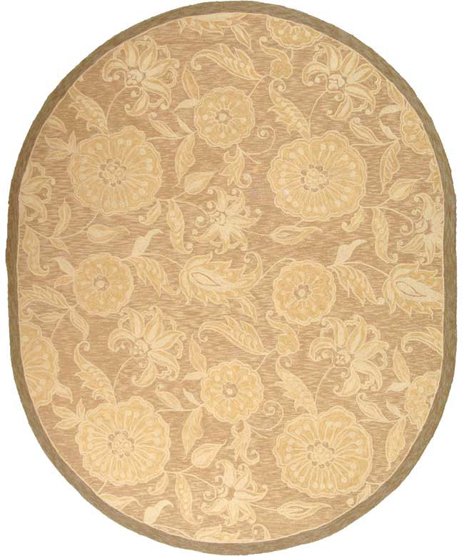 Tapis floral en laine crocheté à la main Jonsson, Ovale 7 pi 6 po x 9 pi 6 po