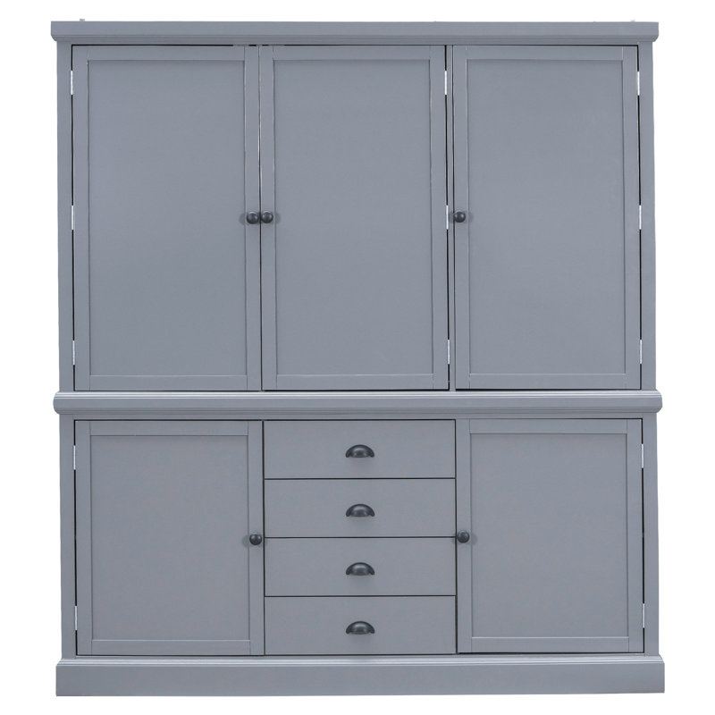 Garde-manger avec 5 portes et 4 tiroirs, Gris