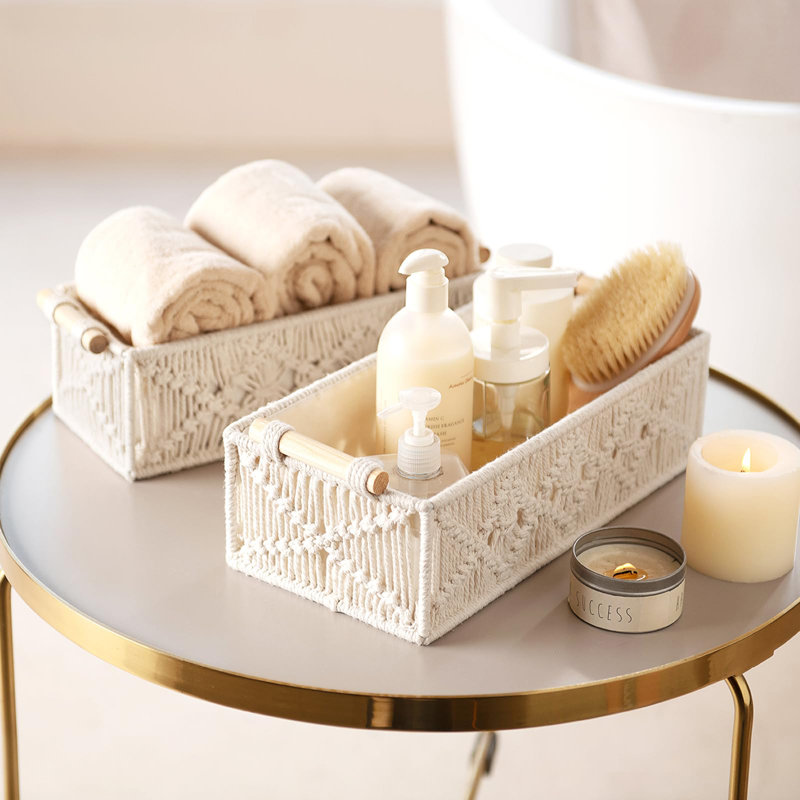 Paniers de rangement, ensemble de 2 boîtes décoratives tissées à la main Boho