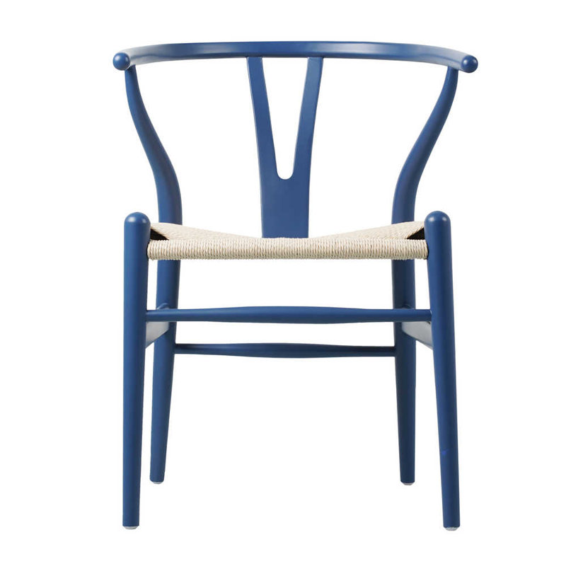 Doran Solid Wood Stacking Side Dining Chair, Blue/Natural