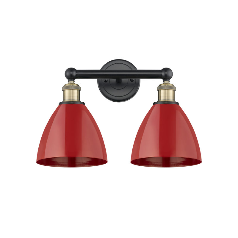 Éclairage pour meuble-lavabo de salle de bain 2 lumières 16,5 pouces Anjail Dome, Rouge, Laiton antique noir