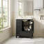 Meuble-lavabo de 30 po avec lavabo en céramique, 3 tiroirs, portes à fermeture en douceur et tablettes de porte-127359488