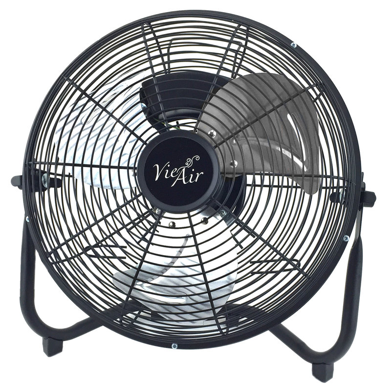 12-Inch Black Metal Three-Speed Floor Drum Fan
