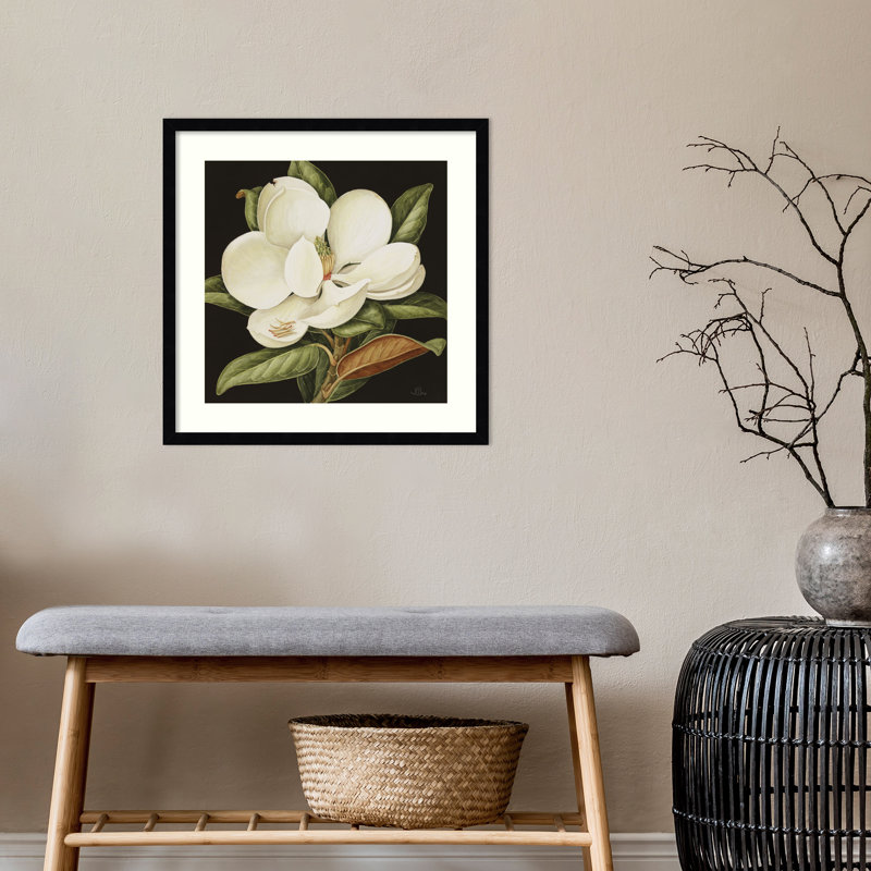 «Magnolia Grandiflora» par Jenny Barron - reproduction d'un seul cadre, L 21 po x H 21 po x P 1 po, Cadre noir