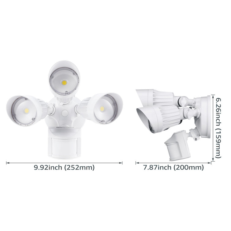 LEONLITE Lumières de sécurité LED Dusk to Dawn, projecteur d'extérieur à  double tête réglable avec cellule photoélectrique, 20 W (équiv. 150 W),  emplacement humide, répertorié ETL et DLC, 