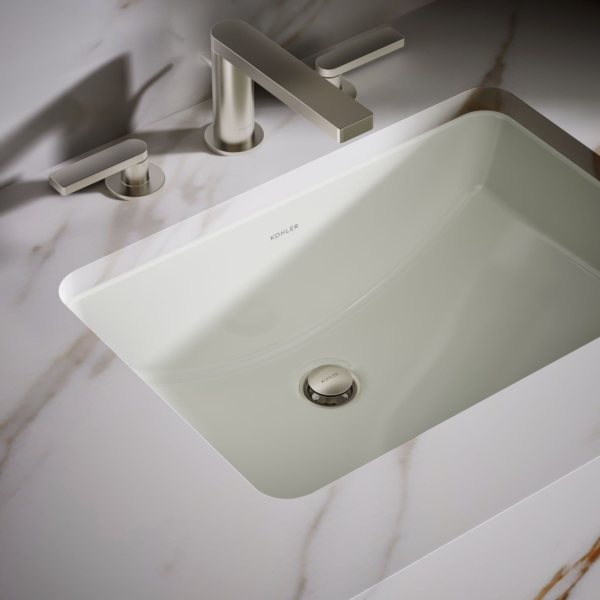 Ladena Finish Vitreous China Rectangular Undermount Bathroom Sink with Overflow, Dune