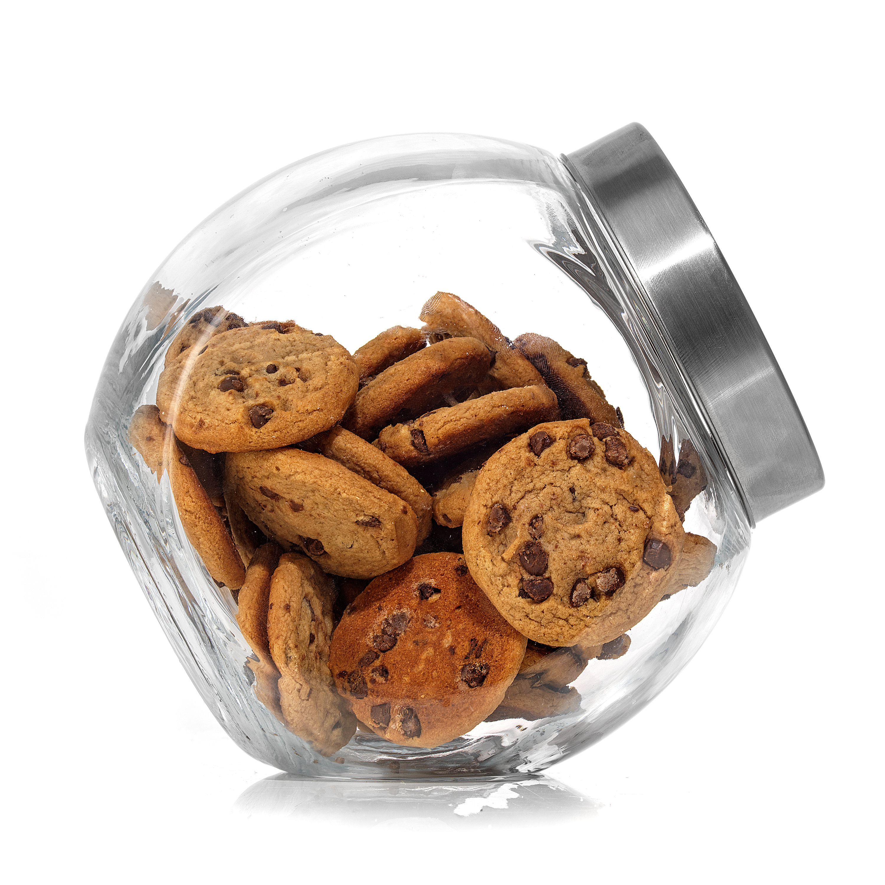 JoyFul Round Glass Cookie Jar, Candy Jar with Airtight Metal Lids