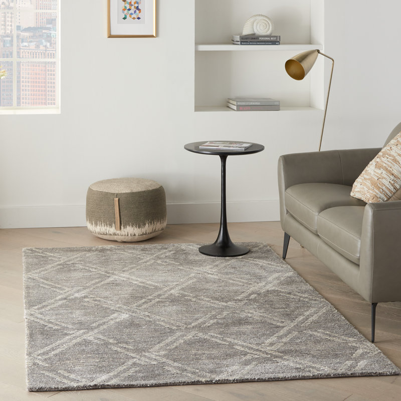 Tapis décoratif gris à motif géométrique Touffeté aizel, Rectangle 8 pi 3 po x 11 pi 6 po