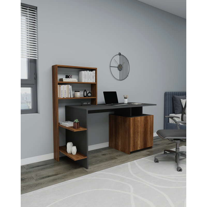 Computer Desk Ezekiella Lake, Anthracite/Walnut