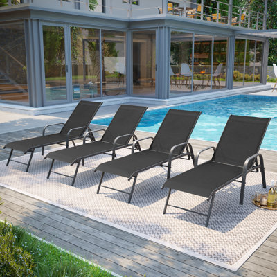 Chaise longue inclinable d'extérieur en aluminium