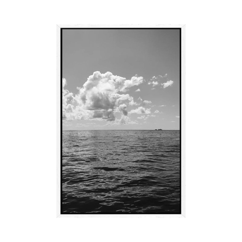 Monochrome Ocean View II by Bethany Young - Print on Canvas, White Framed, 152.4cm H x 101.6cm W x 3.81cm D