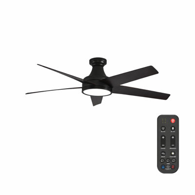 Ventilateur de plafond 52 "avec plafonnier encastré Northwind, intensité variable 6CCT, ventilateur de plafond avec lumière et télécommande - noir mat