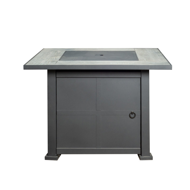 Jasmany Square Steel Propane Smokeless Fire Pit Table with Hidden Fuel Tank