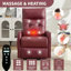 Fauteuil inclinable électrique à moteur simple vin rouge PU avec massage et chaleur pour personnes âgées, mécanisme de mouvement robuste et un port USB pour la charge, angle d'inclinaison maximal de 155 °
