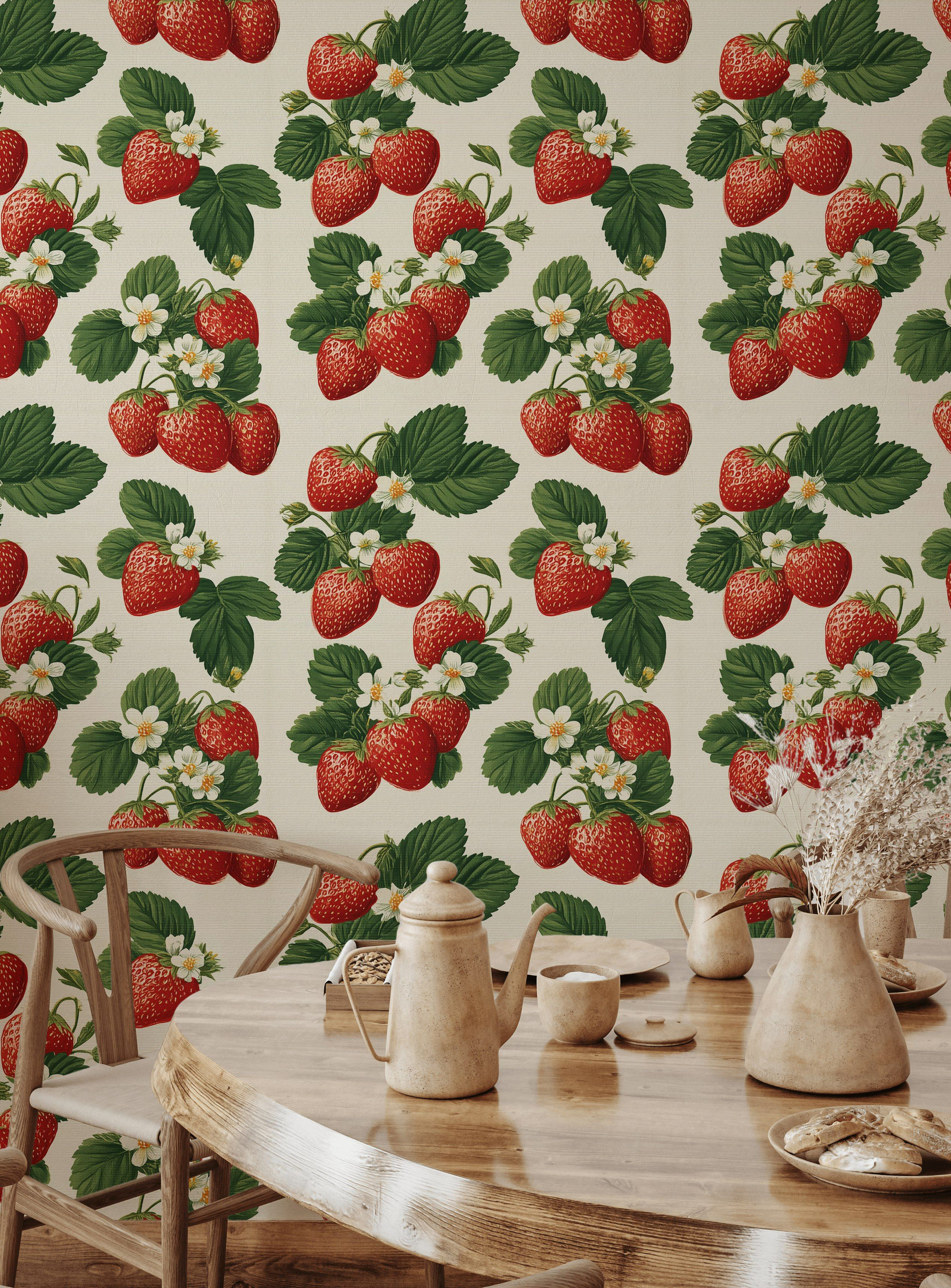 Lark Manor™ Strawberry Wallpaper Vintage Peel And Stick Removable Wall ...