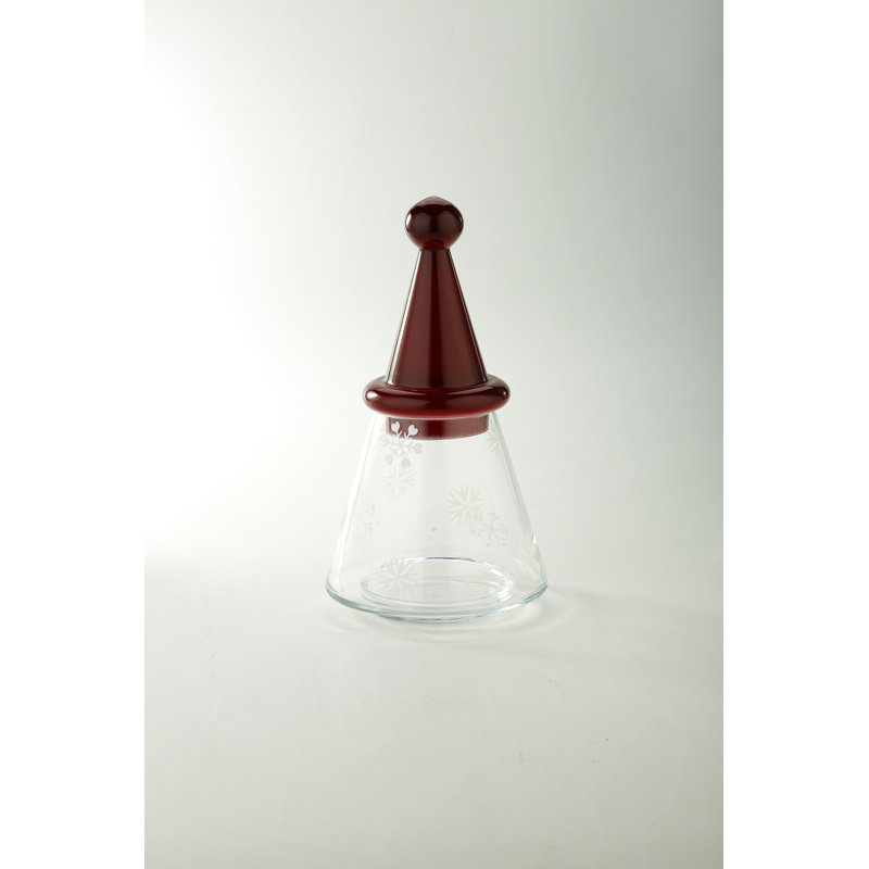 CHRISTMAS TREE GLASS JAR WITH LID