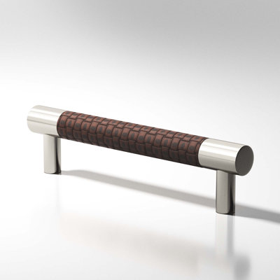 Series 5" Centre to Centre 5-3/4" Overall Cabinet Pull with Woven Fudge Leather Insert