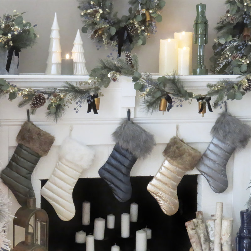 19'' Ivory Quilted Velvet Christmas Stocking