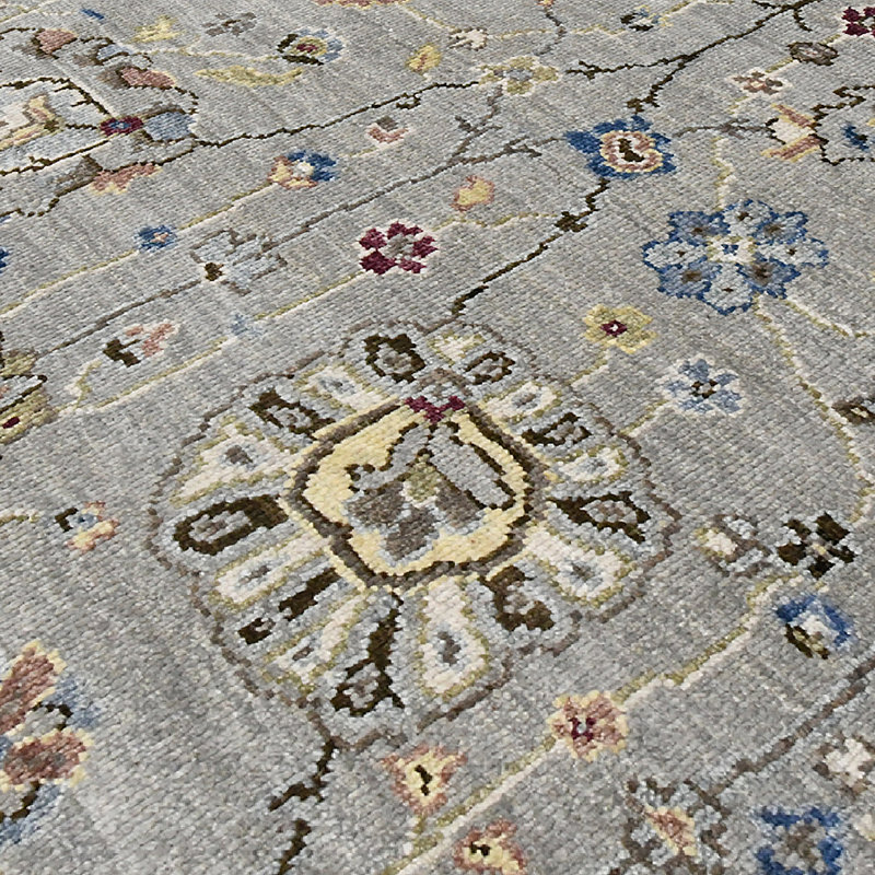 Bristol Hand Knotted Wool Floral Area Rug, Rectangle 8' x 10'
