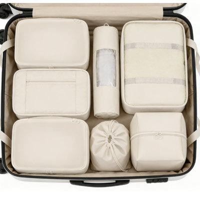 8 Set Packing Cubes for Travel Suitcase Organizer Bags Luggage Packing Cubes Set Travel Essentials Accessories（Beige）