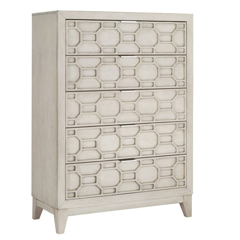 Commode 5 tiroirs Zeller, Blanc antique
