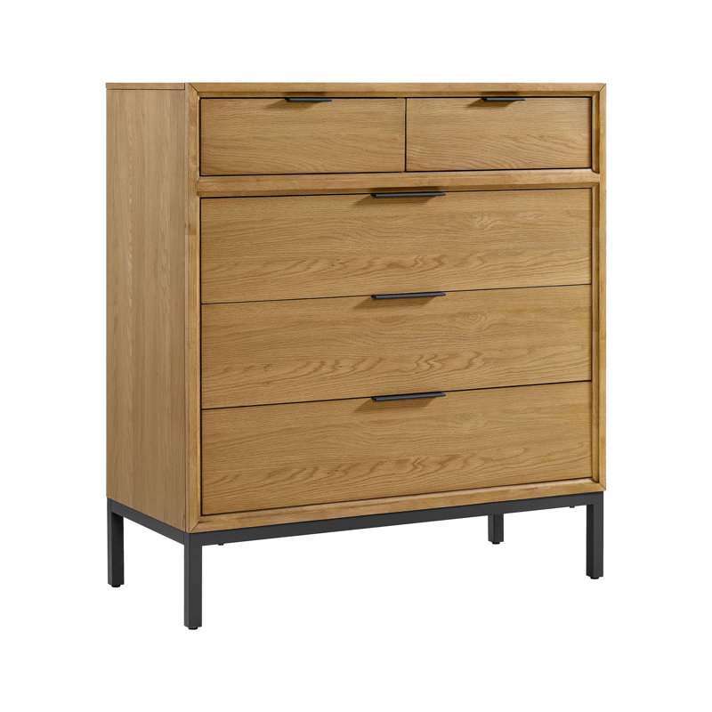 Commode 5 tiroirs Davin, chêne naturel