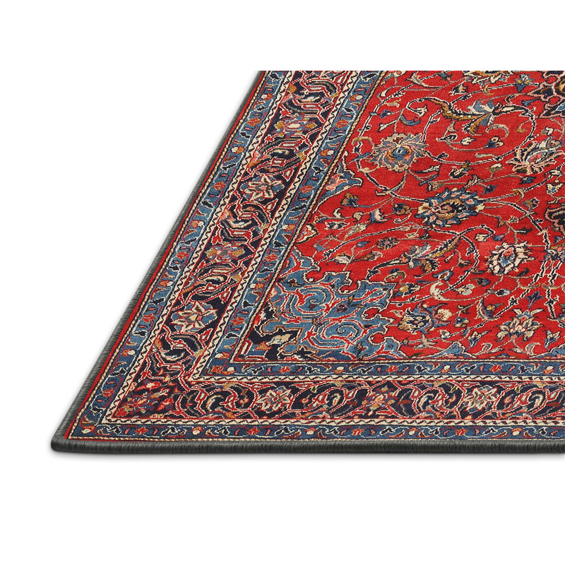 Tapis traditionnel rouge / brun Fyllia, Rectangle 8 pi x 12 pi
