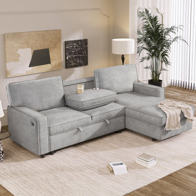 Canapé-lit modulaire Upholstery avec espace de rangement, port USB, 2 porte-gobelets