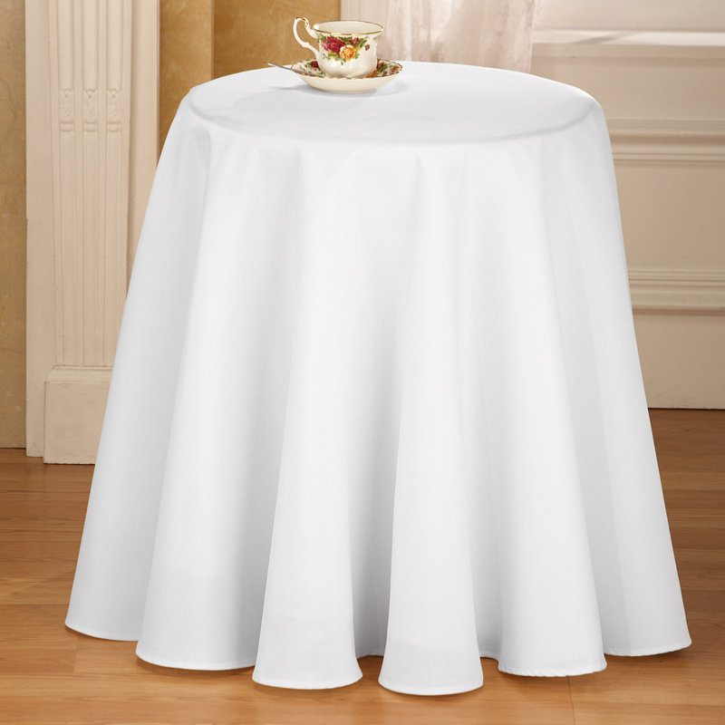 White Round 70" Durable Polyester Tablecloth