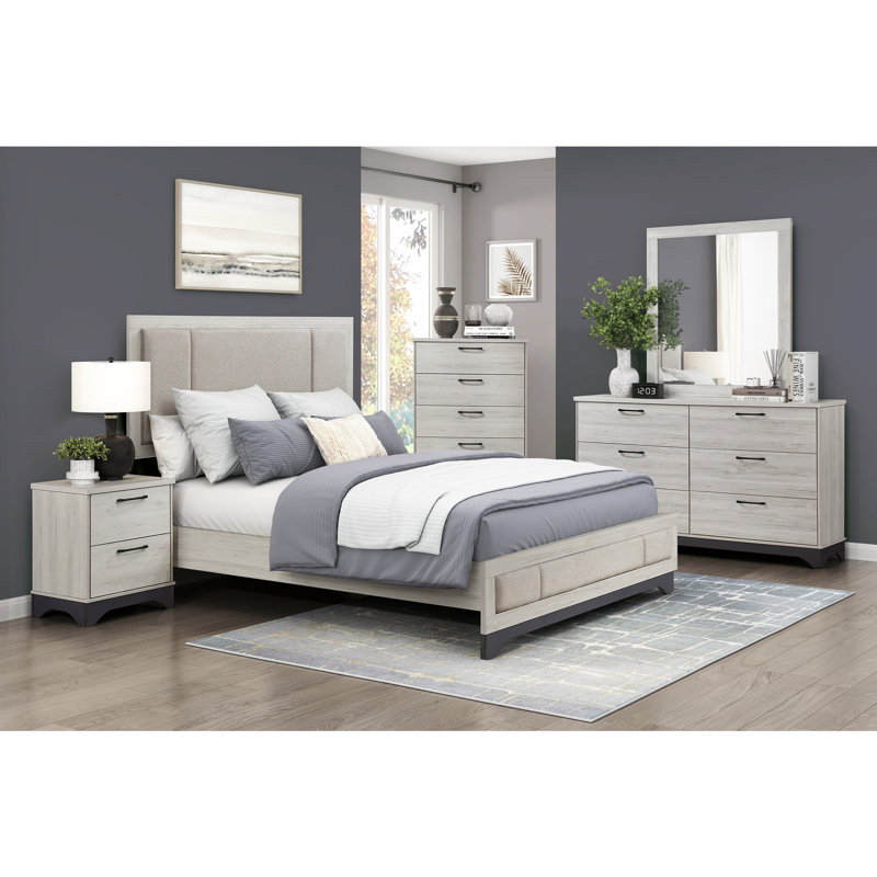 Contemporary Two-Tone Platform Bed, Full