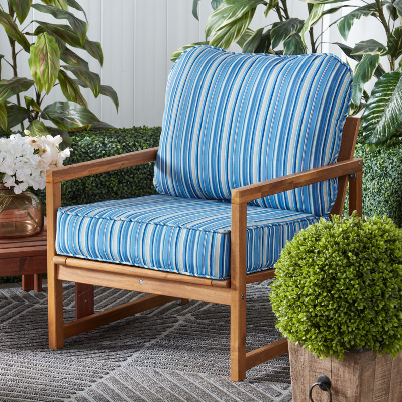 Outdoor 2-Piece Deep Seat Cushion Set, Sapphire Stripe