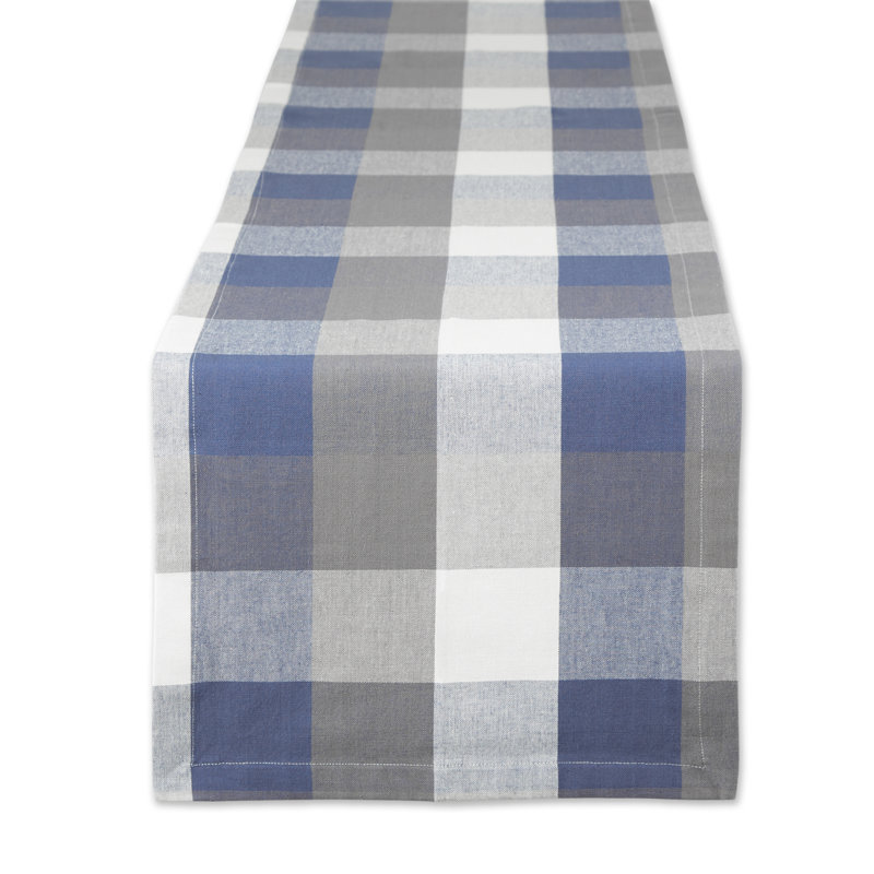 Betzaida Checkered 100% Cotton Table Runner, French Blue, 14" L x 72" W